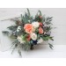 Wedding bouquets in navy blue coral ivory colors. Bridal bouquet. Faux bouquet. Bridesmaid bouquet. 5084