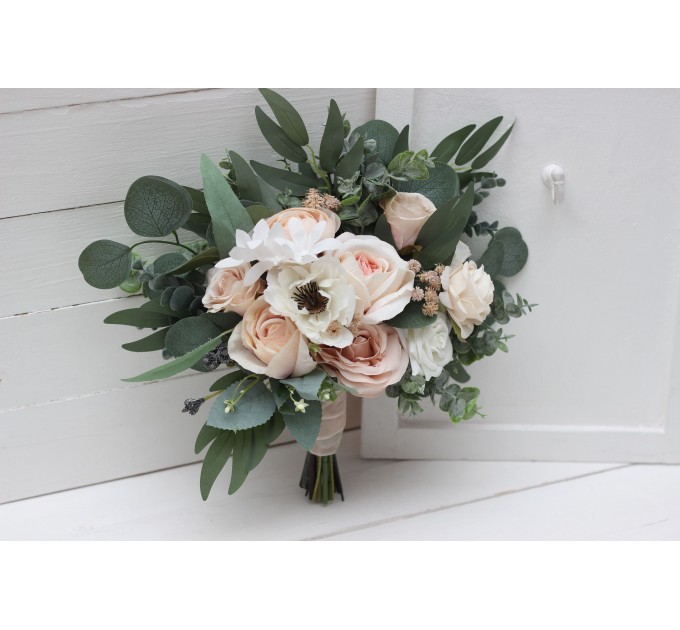 Wedding Bouquets in White, Cream & Blush Pink | Faux Bridal & Bridesmaid Bouquets