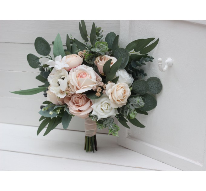 Wedding Bouquets in White, Cream & Blush Pink | Faux Bridal & Bridesmaid Bouquets