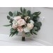 Wedding bouquets in white cream blush pink colors. Bridal bouquet.  Faux bouquet. Bridesmaid bouquet. 5199
