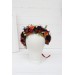 Rust orange burgundy blue flower crown. Hair wreath. Flower girl crown. Wedding flowers. 0043