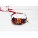 Rust orange burgundy blue flower crown. Hair wreath. Flower girl crown. Wedding flowers. 0043