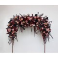 Flower Arch Arrangement in Black, Burgundy, Dusty Rose & Gold | Faux Floral Archway for Wedding