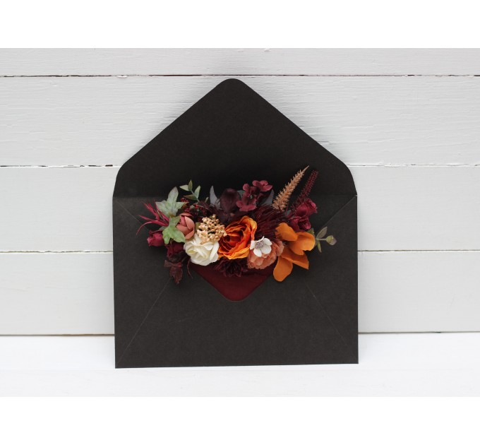 Pocket Boutonniere in Rust, Burgundy & Ivory | Faux Flower Accessories