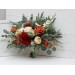 Rust, Ivory & Eucalyptus Bridal Bouquet | Faux Dahlia & Greenery Wedding Bouquets