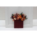 Pocket Boutonniere in Burgundy, Burnt Orange, Rust & Peach | Square Flower Accessories