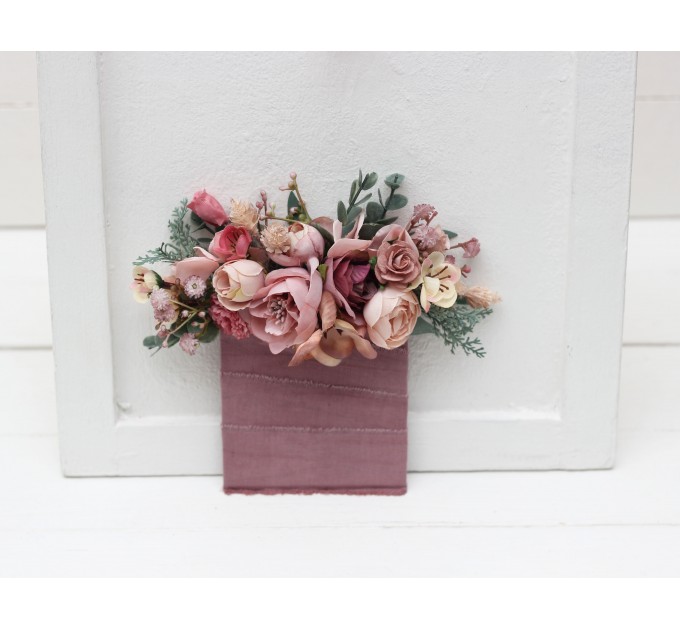 Pocket Boutonniere in Dusty Rose & Blush Pink | Faux Flower Accessories