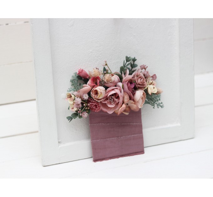 Pocket Boutonniere in Dusty Rose & Blush Pink | Faux Flower Accessories