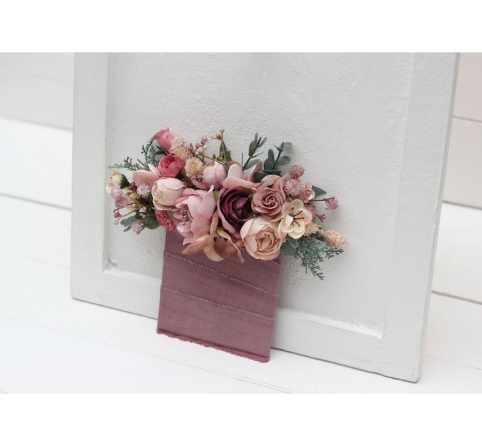 Pocket Boutonniere in Dusty Rose & Blush Pink | Faux Flower Accessories