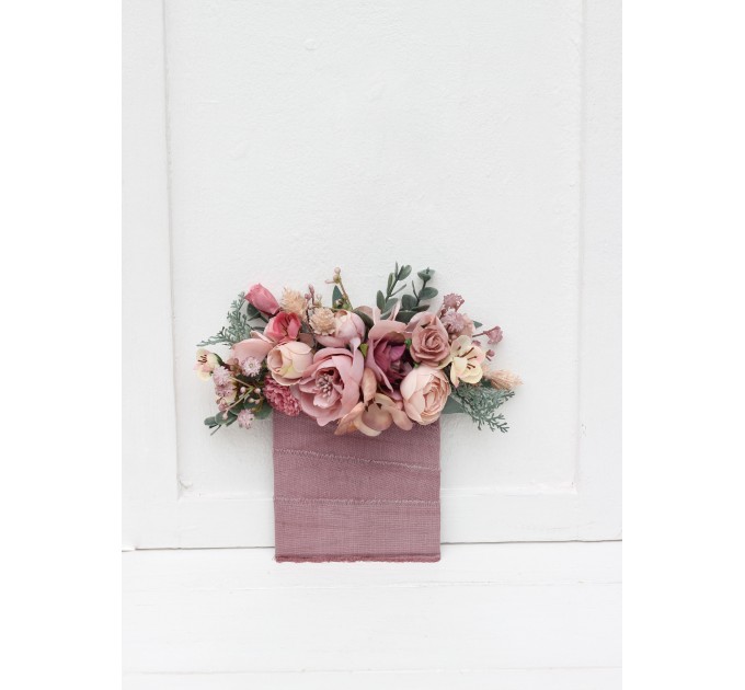 Pocket Boutonniere in Dusty Rose & Blush Pink | Faux Flower Accessories