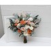 Wedding Bouquets in Rust, Ivory & Sage Green | Cascading Faux Bridal & Bridesmaid Bouquets