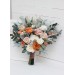 Wedding Bouquets in Rust, Ivory & Sage Green | Cascading Faux Bridal & Bridesmaid Bouquets