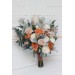 Wedding Bouquets in Rust, Ivory & Sage Green | Cascading Faux Bridal & Bridesmaid Bouquets