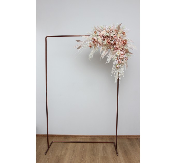 Pampas Grass Flower Arch Arrangement in Beige, Ivory & Blush Pink | Faux Floral Archway for Boho Wedding