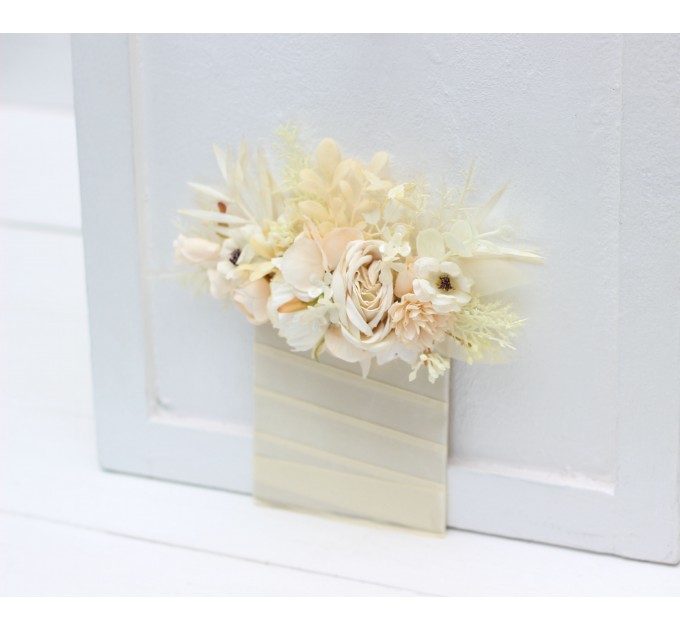 Pocket Boutonniere in Champagne, Ivory & Cream | Square Flower Accessories