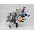 Dusty Blue, Blush Pink & Peach Dahlia Bridal Bouquet | Faux Wedding & Bridesmaid Bouquets
