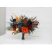 Dark teal rust gold bouquet. Navy blue orange flowers. Bridal bouquet.  Faux bouquet. Bridesmaid bouquet. 5208