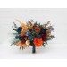 Dark teal rust gold bouquet. Navy blue orange flowers. Bridal bouquet.  Faux bouquet. Bridesmaid bouquet. 5208