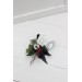 Wedding Boutonnieres & Wrist Corsage in Burgundy, Black, White & Silver | Faux Flower Accessories