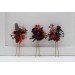 Set of 3 hair pins in burgundy red blue color scheme. Hair accessories. Flower accessories for wedding. 5077