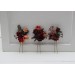 Set of 3 hair pins in burgundy red blue color scheme. Hair accessories. Flower accessories for wedding. 5077
