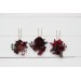 Set of 3 hair pins in burgundy red blue color scheme. Hair accessories. Flower accessories for wedding. 5077