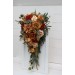 Wedding Bouquets in Rust, Orange & Gold | Dahlia & Rose Faux Bridal & Bridesmaid Cascading Bouquets