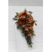 Wedding Bouquets in Rust, Orange & Gold | Dahlia & Rose Faux Bridal & Bridesmaid Cascading Bouquets
