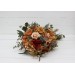Wedding bouquets in rust orange gold colors.  Dahlia rose bridal bouquet. Cascading bouquet. Faux bouquet. Bridesmaid bouquet. 5213