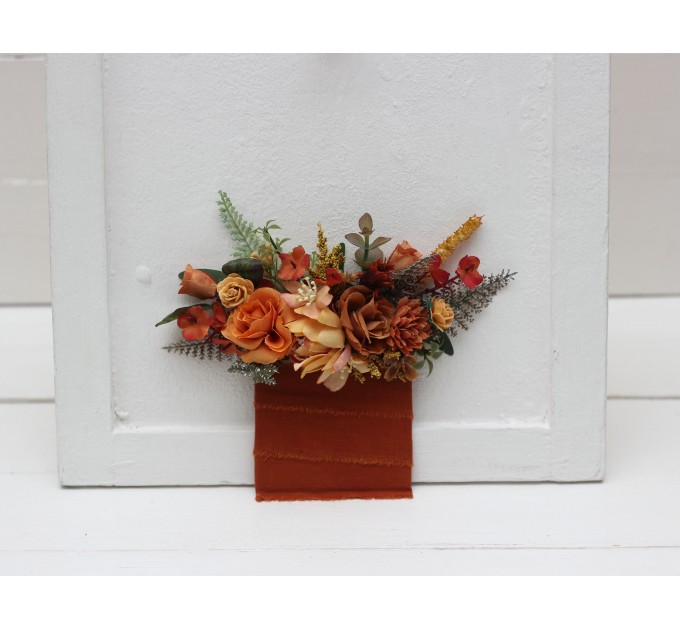 Pocket Boutonniere in Orange & Rust | Faux Flower Accessories
