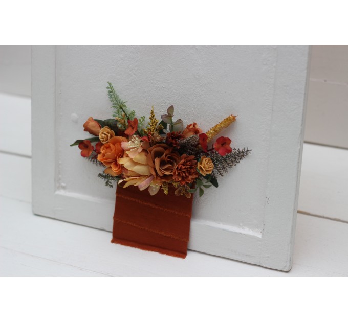 Pocket Boutonniere in Orange & Rust | Faux Flower Accessories