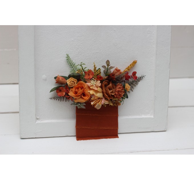 Pocket Boutonniere in Orange & Rust | Faux Flower Accessories