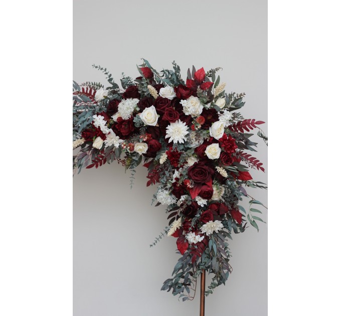 Flower Arch Arrangement in Burgundy & Ivory | Faux Floral Archway for Wedding
