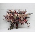 Wedding bouquets in beige brown mocha burgundy colors. Bridal bouquet. Cascading bouquet. Faux bouquet. Bridesmaid bouquet. 5215