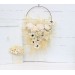 Flower hoop in champagne ivory cream  colors. Alternative bridesmaid bouquet. 5206