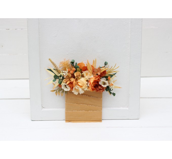 Pocket Boutonniere in Terracotta, Rust, Mustard & Ivory | Faux Flower Accessories