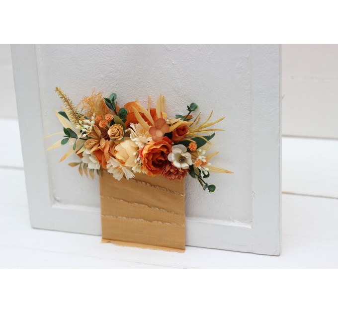 Pocket Boutonniere in Terracotta, Rust, Mustard & Ivory | Faux Flower Accessories
