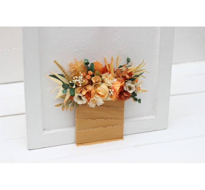 Pocket Boutonniere in Terracotta, Rust, Mustard & Ivory | Faux Flower Accessories