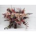 Wedding Bouquets in Beige, Brown, Mocha Mousse & Burgundy | Cascading Faux Bridal & Bridesmaid Bouquets