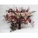 Wedding bouquets in beige brown mocha burgundy colors. Bridal bouquet. Cascading bouquet. Faux bouquet. Bridesmaid bouquet. 5215