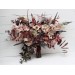 Wedding Bouquets in Beige, Brown, Mocha Mousse & Burgundy | Cascading Faux Bridal & Bridesmaid Bouquets