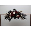 Flower Arch Arrangement in Purple, Black, Rust & Gold | Faux Floral Archway for Wedding