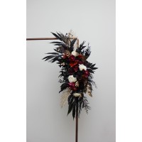  Flower arch arrangement in purple black rust gold colors.  Arbor flowers. Floral archway. Faux flowers for wedding arch. 5014 v2