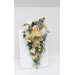 Spring & Summer Wedding Bouquets in Peach, Yellow & Dusty Blue | Faux Cascading Bridal & Bridesmaid Bouquets