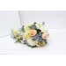 Spring & Summer Wedding Bouquets in Peach, Yellow & Dusty Blue | Faux Cascading Bridal & Bridesmaid Bouquets