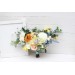 Spring & Summer Wedding Bouquets in Peach, Yellow & Dusty Blue | Faux Cascading Bridal & Bridesmaid Bouquets