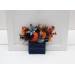 Pocket Boutonniere in Navy Blue & Rust | Square Flower Accessories