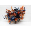 Wedding Bouquets in Navy Blue & Rust | Cascading Faux Bridal & Bridesmaid Bouquets