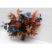 Wedding Bouquets in Navy Blue & Rust | Cascading Faux Bridal & Bridesmaid Bouquets