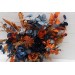 Wedding Bouquets in Navy Blue & Rust | Cascading Faux Bridal & Bridesmaid Bouquets
